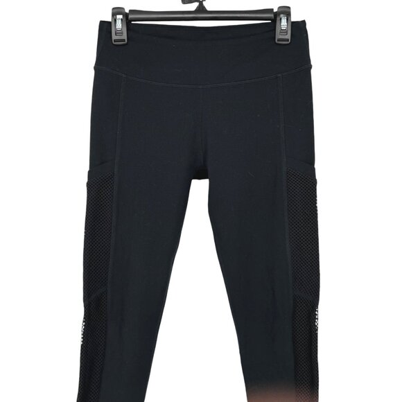 Fabletics Black Cropped Pocket Leggings Mesh Inset Size Small - Picture 7 of 10